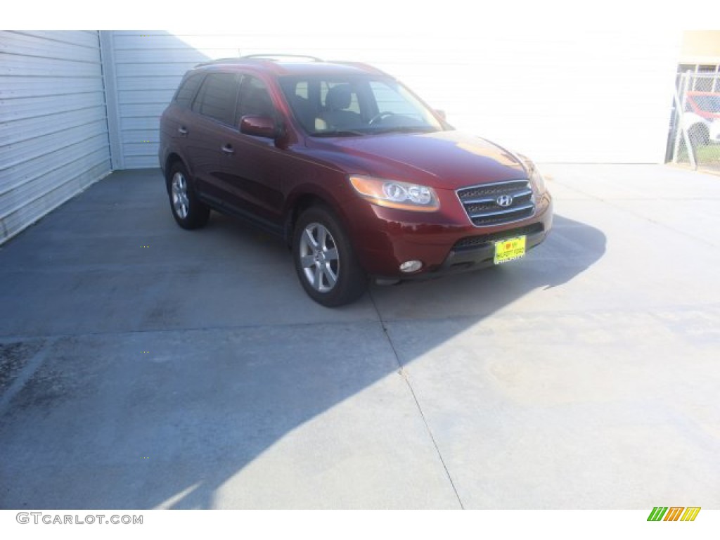 2008 Santa Fe Limited - Dark Cherry Red / Beige photo #2