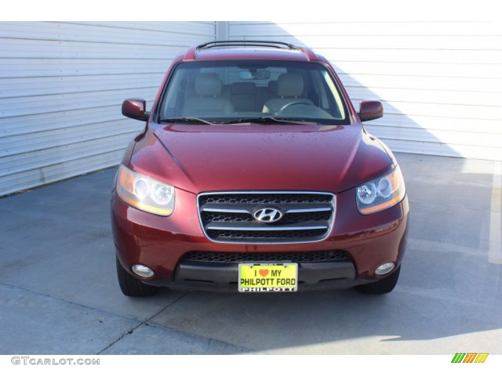 2008 Santa Fe Limited - Dark Cherry Red / Beige photo #3