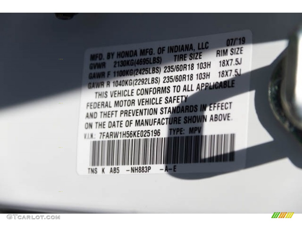 2019 CR-V EX - Platinum White Pearl / Black photo #36