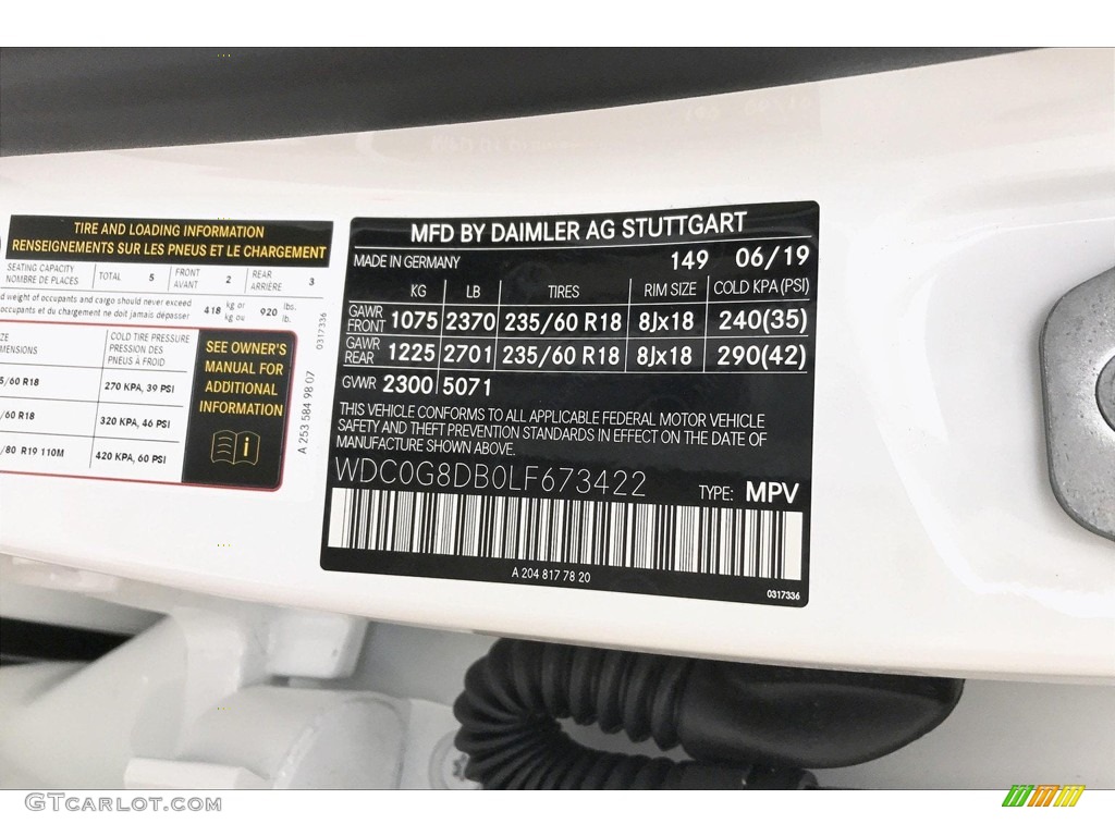 2020 GLC Color Code 149 for Polar White Photo #134858532