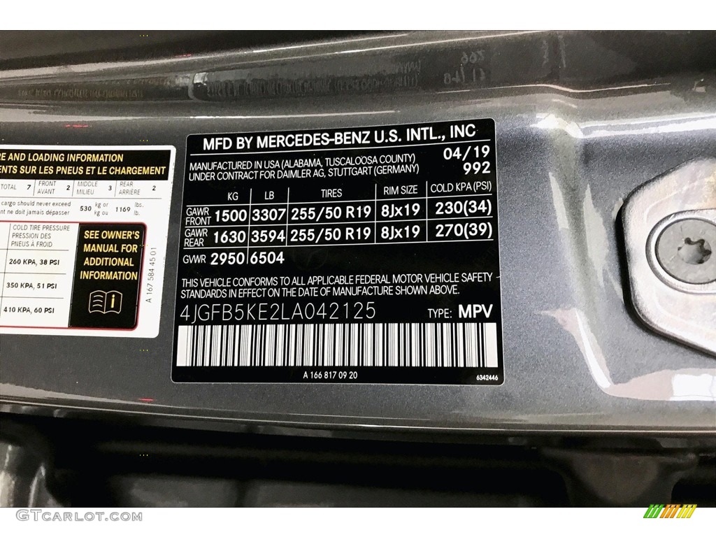 2020 GLE Color Code 992 for Selenite Grey Metallic Photo #134859273