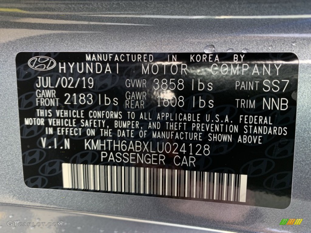 2020 Veloster Color Code SS7 for Sonic Silver Photo #134864619