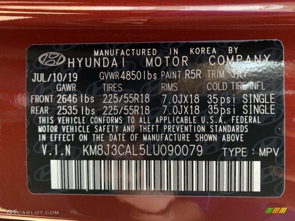 2020 Tucson Color Code R5R for Gemstone Red Photo #134868875