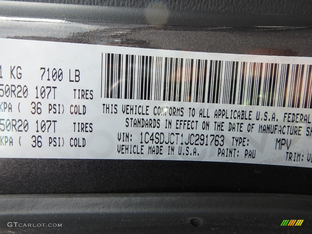 2018 Durango R/T AWD - Bruiser Gray / Black photo #14