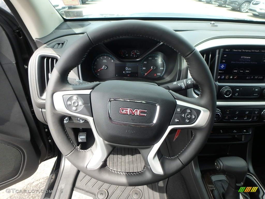 2020 GMC Canyon SLE Crew Cab 4WD Jet Black Steering Wheel Photo #134880905