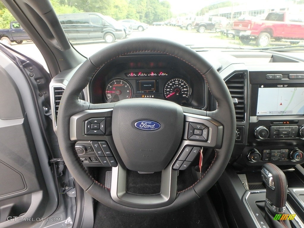 2019 Ford F150 XLT Sport SuperCrew 4x4 Sport Black/Red Steering Wheel Photo #134880953