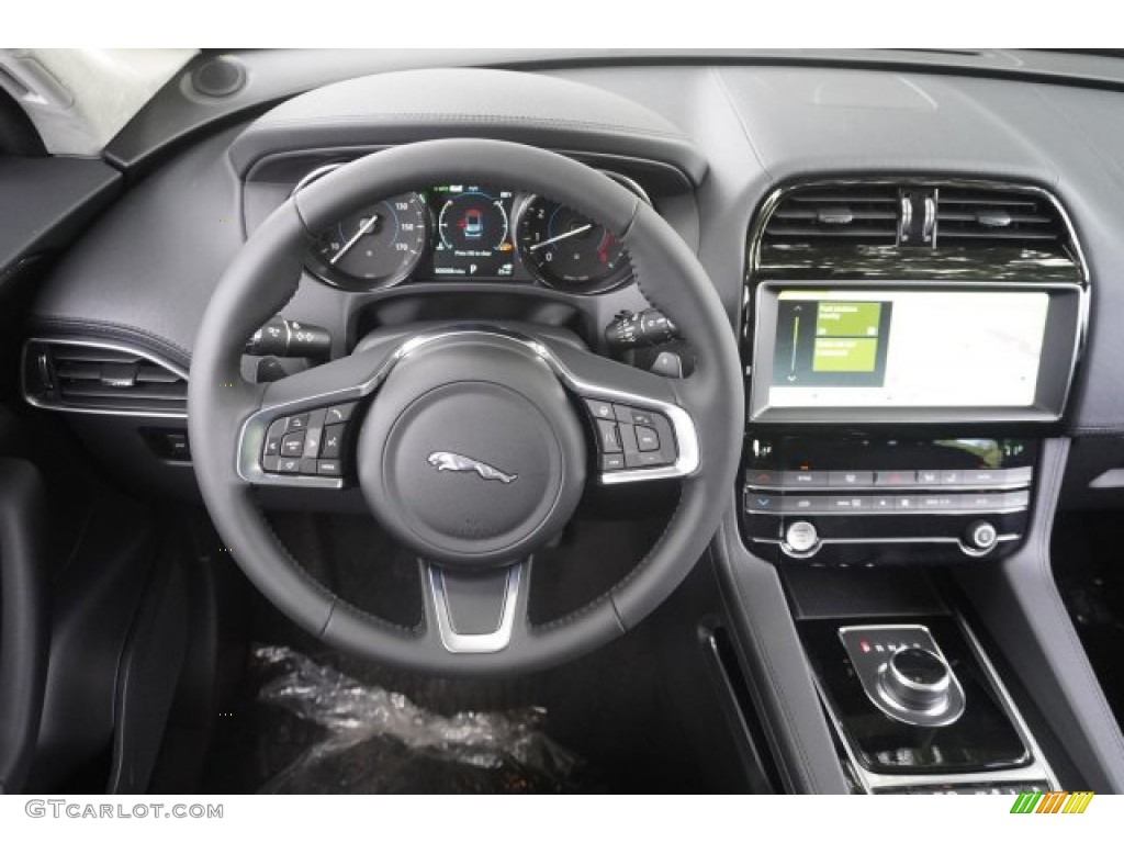 2020 Jaguar F-PACE 25t Prestige Ebony Steering Wheel Photo #134897641