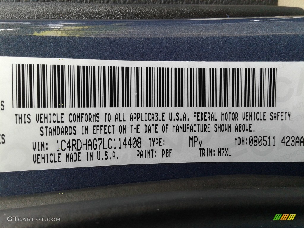 2020 Durango Color Code PBF for Reactor Blue Pearl Photo #134906329