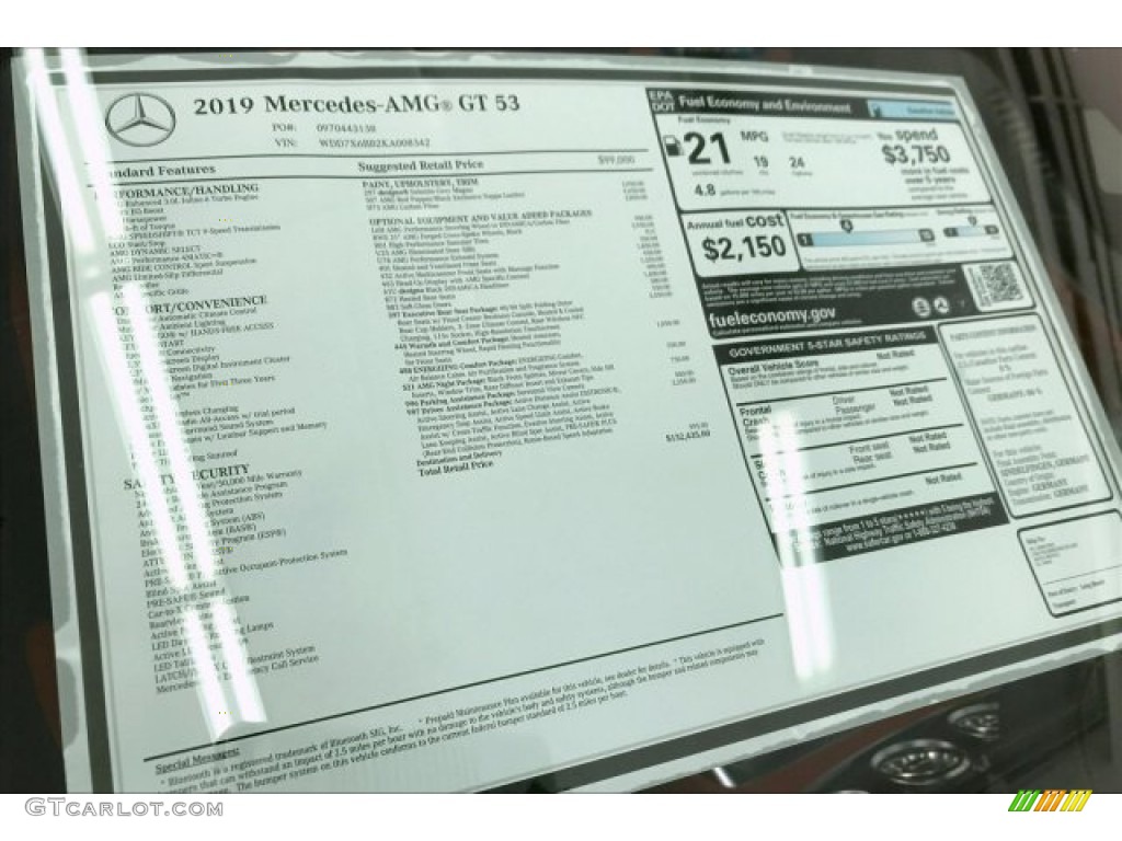2019 Mercedes-Benz AMG GT 53 Window Sticker Photo #134921314