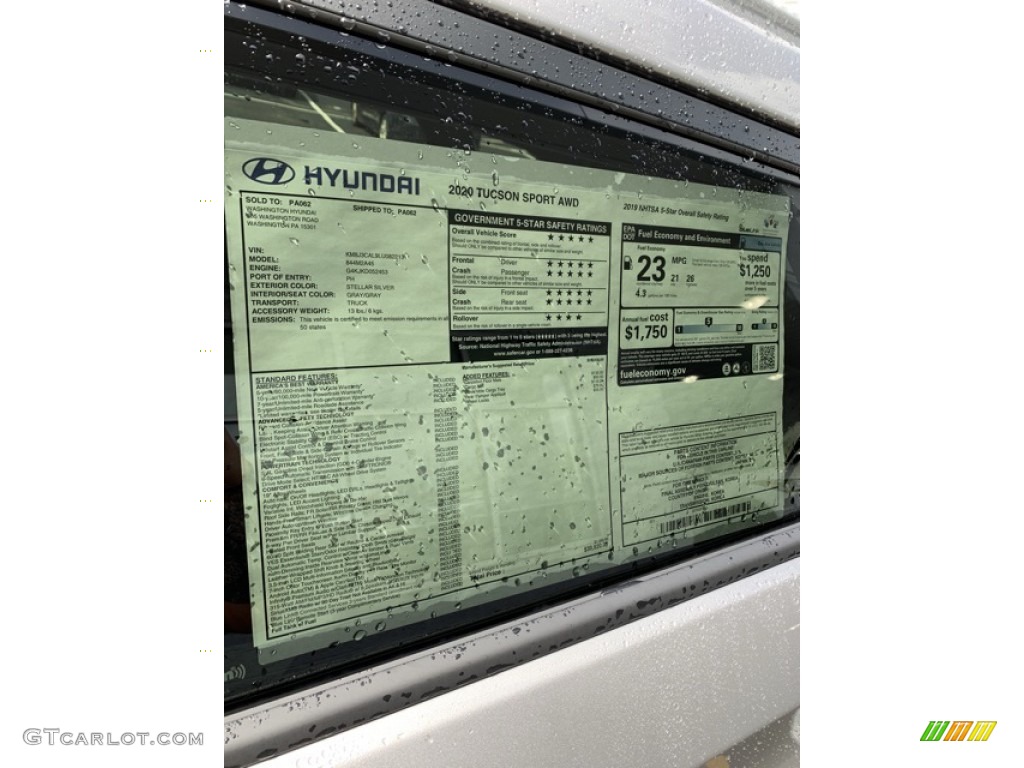 2020 Hyundai Tucson Sport AWD Window Sticker Photo #134929921