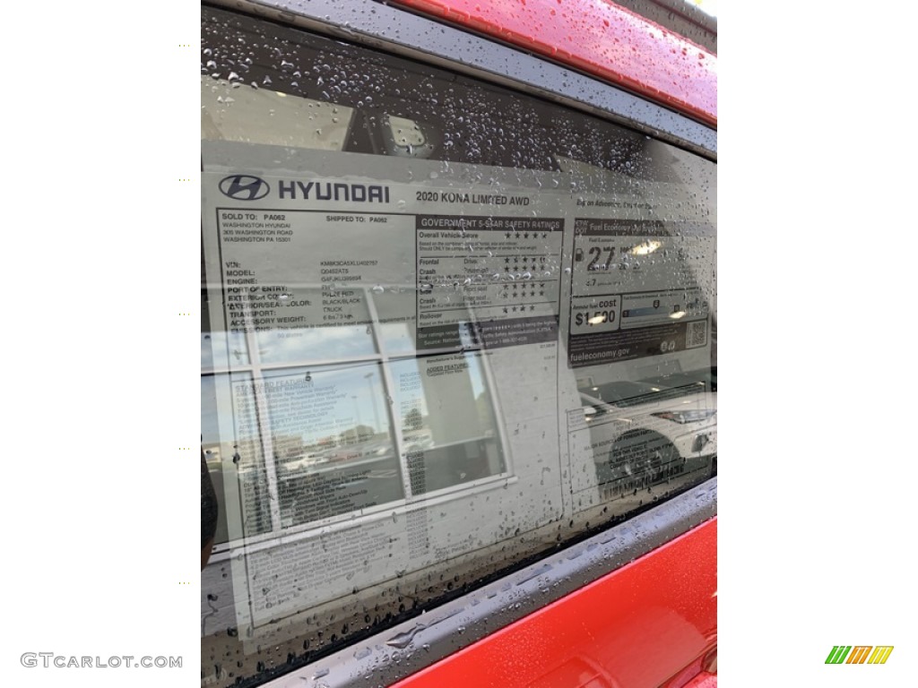 2020 Hyundai Kona Limited AWD Window Sticker Photos