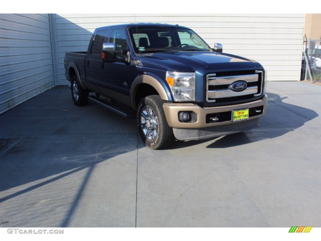 2014 F250 Super Duty King Ranch Crew Cab 4x4 - Blue Jeans Metallic / Platinum Pecan Leather photo #2