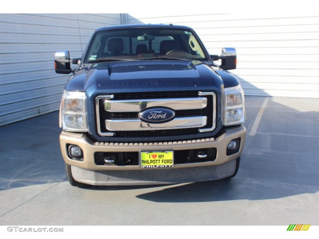 2014 F250 Super Duty King Ranch Crew Cab 4x4 - Blue Jeans Metallic / Platinum Pecan Leather photo #3