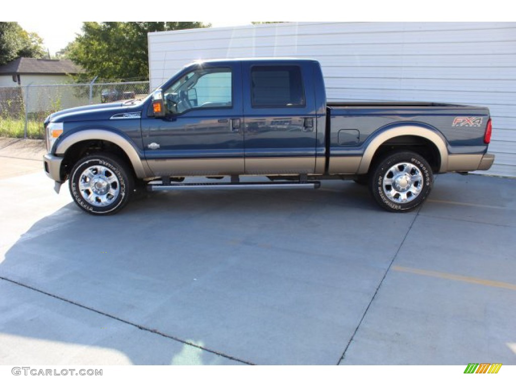 2014 F250 Super Duty King Ranch Crew Cab 4x4 - Blue Jeans Metallic / Platinum Pecan Leather photo #6