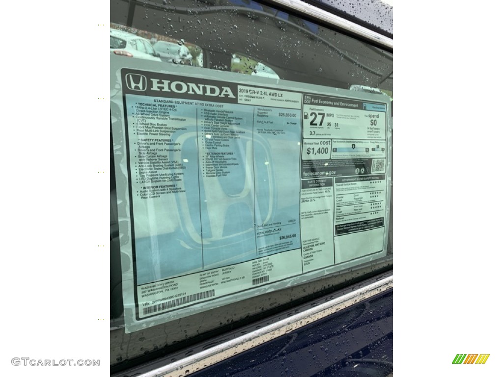 2019 CR-V LX AWD - Obsidian Blue Pearl / Gray photo #15