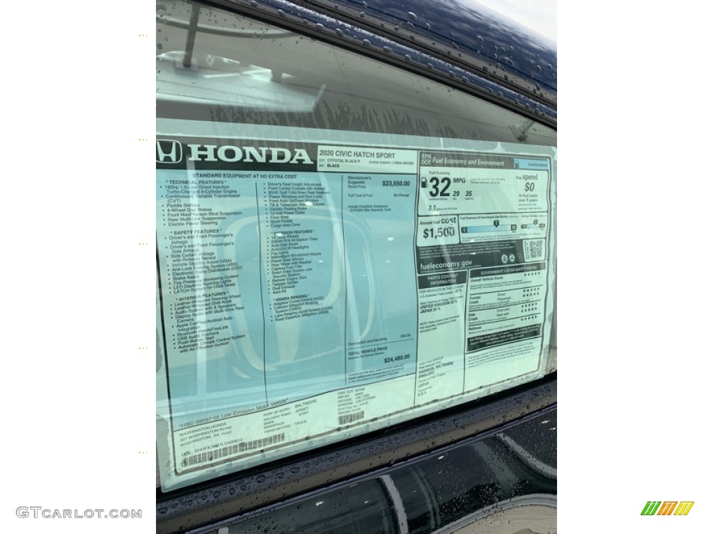 2020 Honda Civic Sport Hatchback Window Sticker Photo #134941261