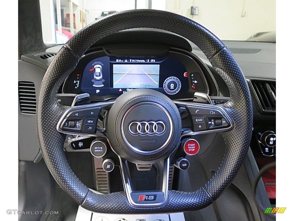 2017 R8 V10 Plus - Suzuka Gray Metallic / Express Red photo #35