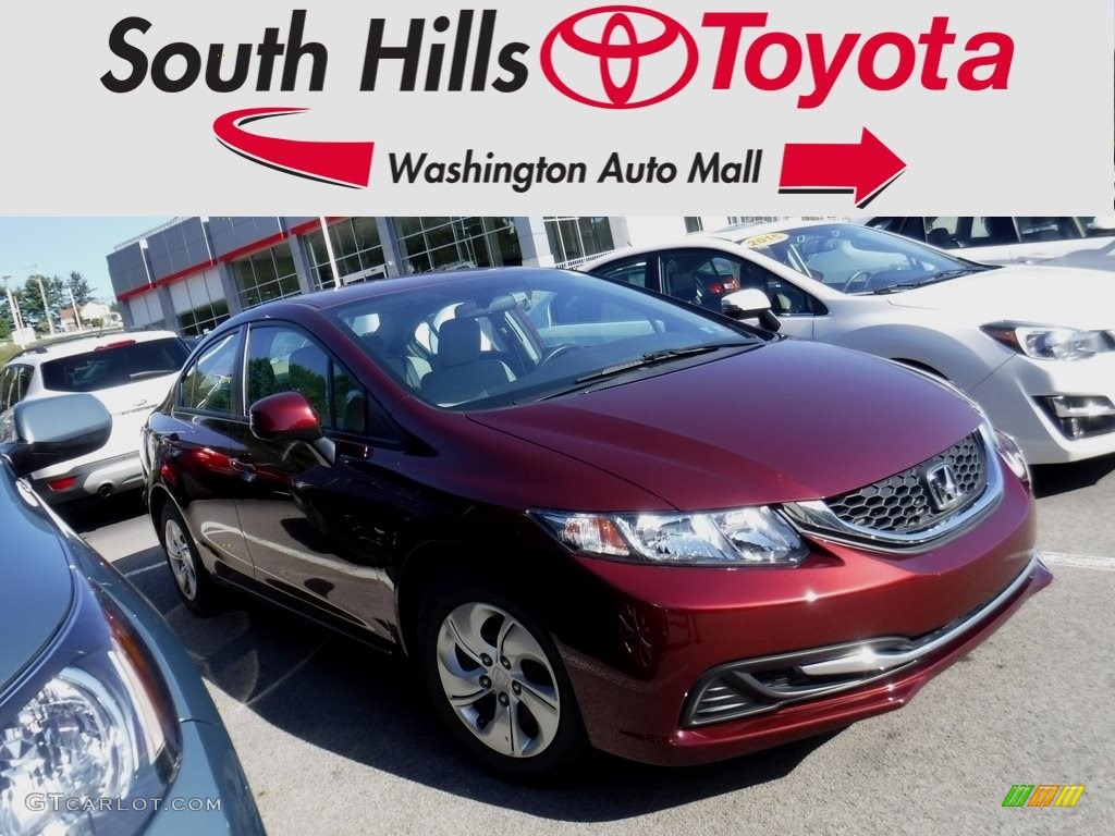 2013 Civic LX Sedan - Crimson Red Pearl / Beige photo #1