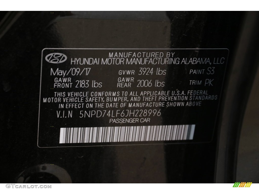 2018 Elantra SE - Phantom Black / Gray photo #18