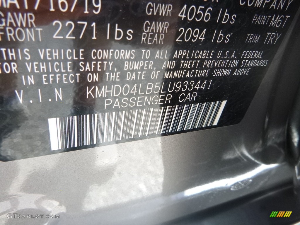2020 Elantra Color Code M6T for Fluid Metal Photo #134992694