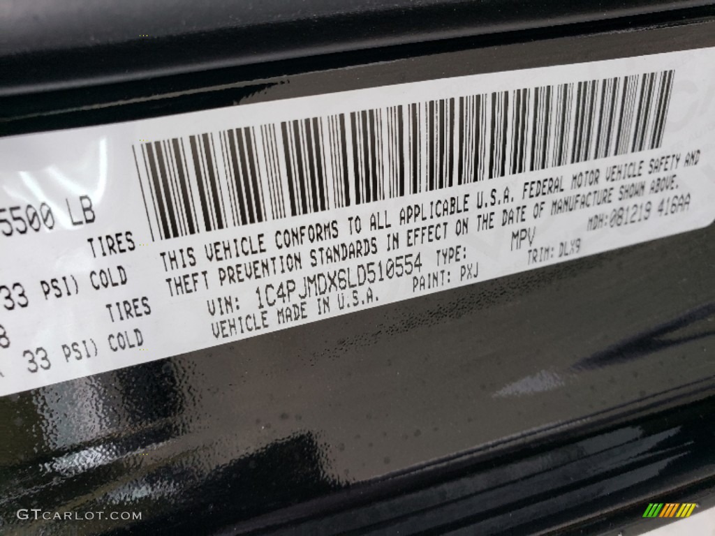 2020 Cherokee Color Code PXJ for Diamond Black Crystal Pearl Photo #134998176
