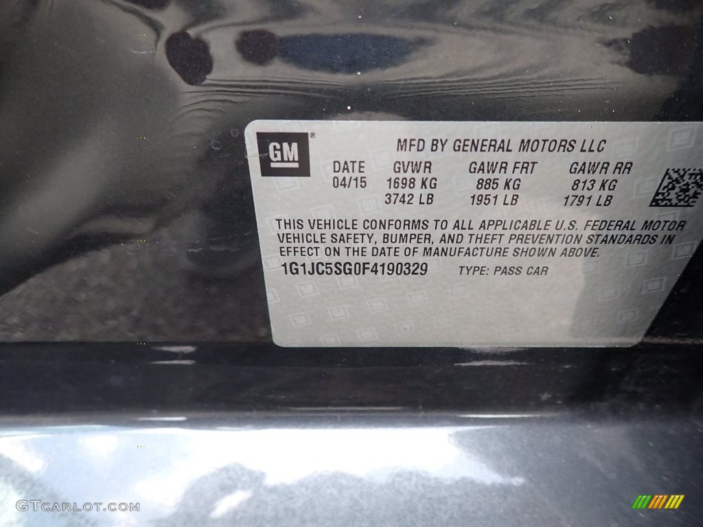 2015 Sonic LT Sedan - Ashen Gray Metallic / Jet Black/Dark Titanium photo #16
