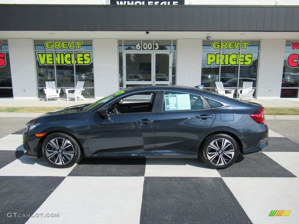 2017 Civic EX-L Sedan - Aegean Blue Metallic / Gray photo #1