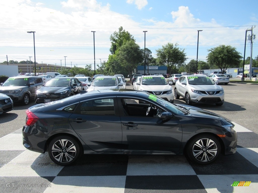 2017 Civic EX-L Sedan - Aegean Blue Metallic / Gray photo #3