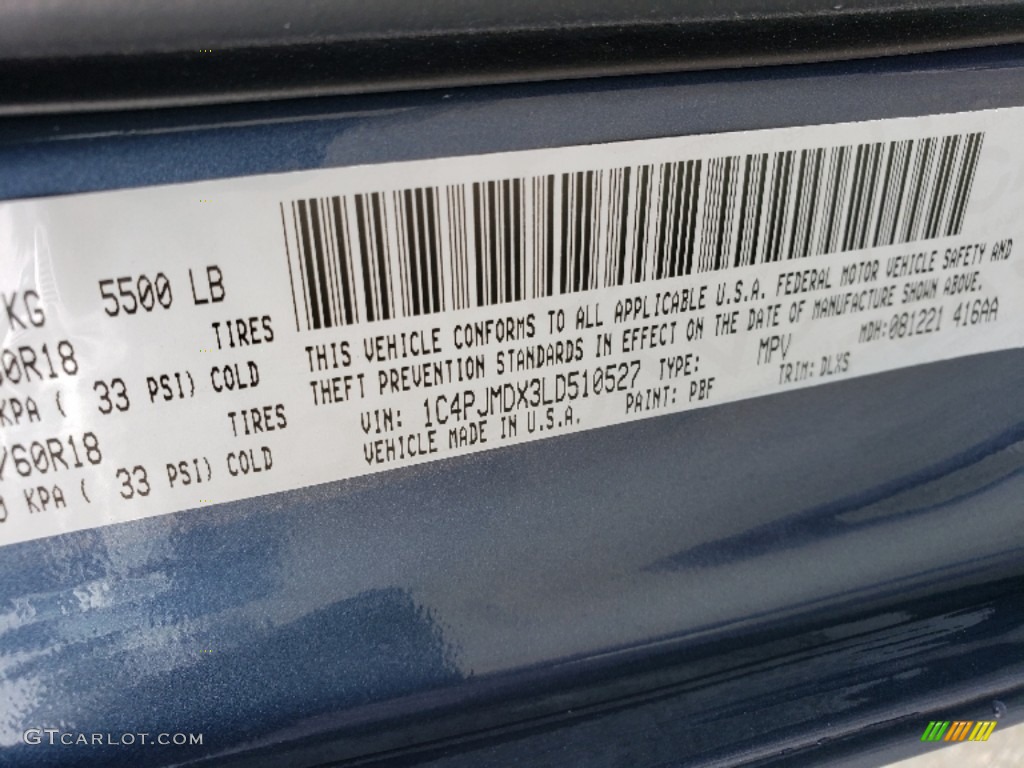 2020 Cherokee Color Code PBF for Blue Shade Pearl Photo #134999346