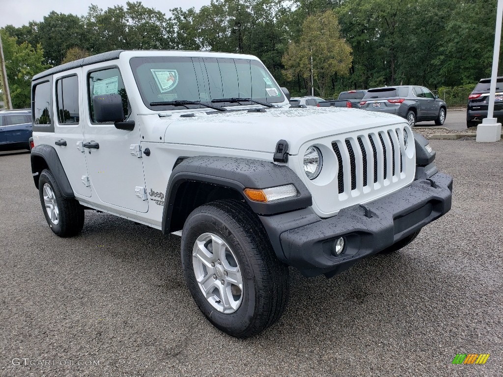 Bright White 2020 Jeep Wrangler Unlimited Sport 4x4 Exterior Photo #135000108