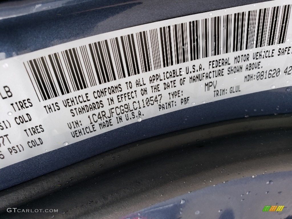 2020 Grand Cherokee Color Code PBF for Slate Blue Pearl Photo #135003327