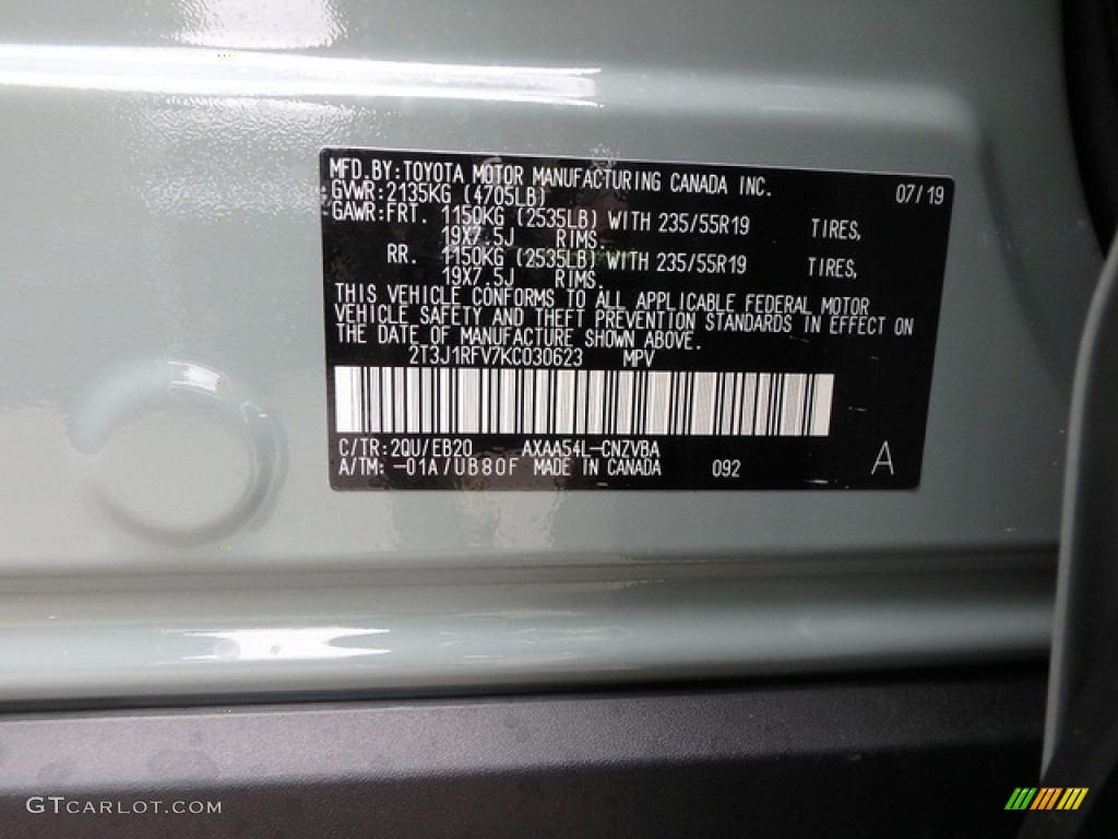 2019 RAV4 Color Code 2QU for Lunar Rock Photo #135003843