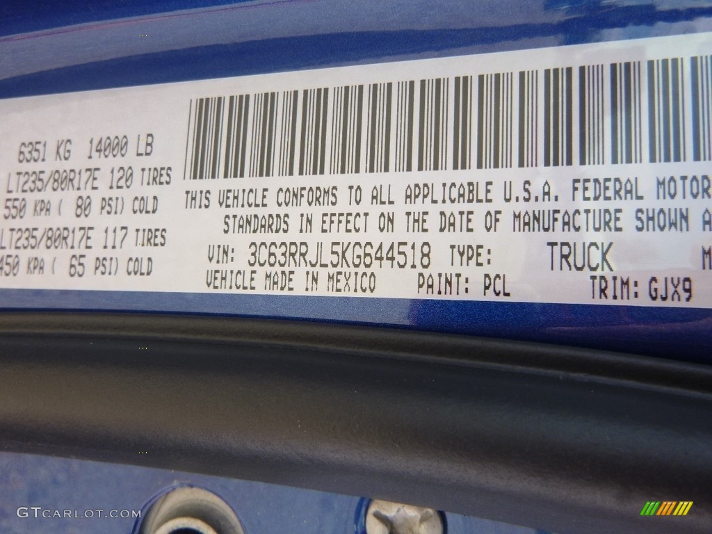 2019 3500 Color Code PCL for Blue Streak Pearl Photo #135018501