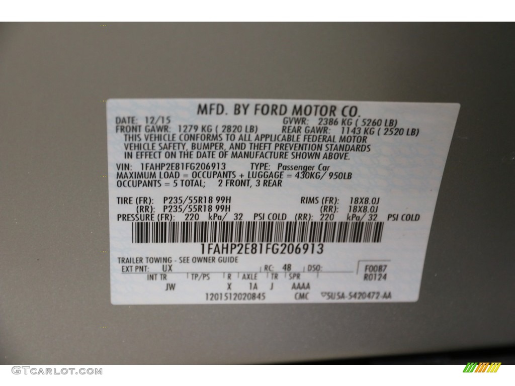 2015 Taurus SEL - Ingot Silver Metallic / Charcoal Black photo #26