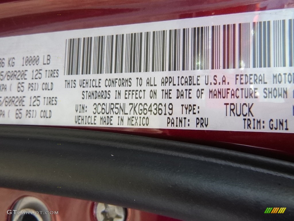 2019 2500 Color Code PRV for Delmonico Red Pearl Photo #135031614