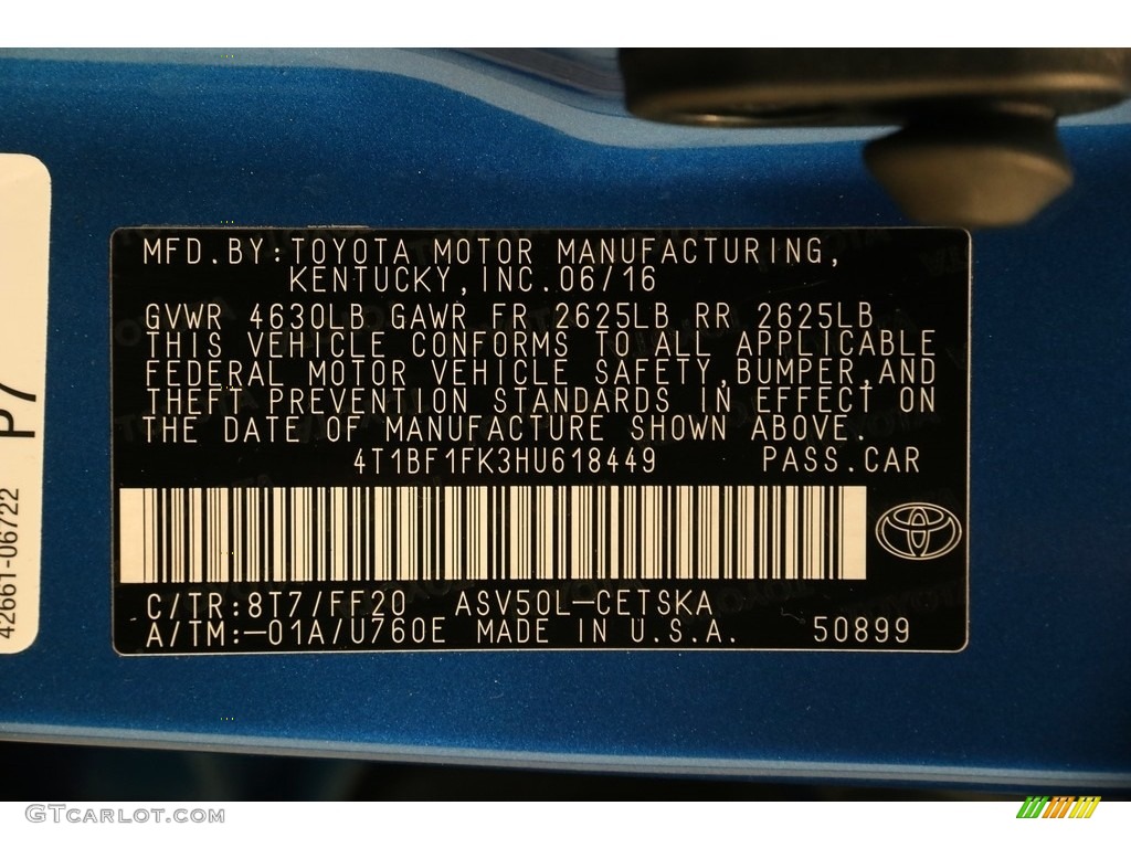 2017 Camry SE - Blue Streak Metallic / Black photo #20