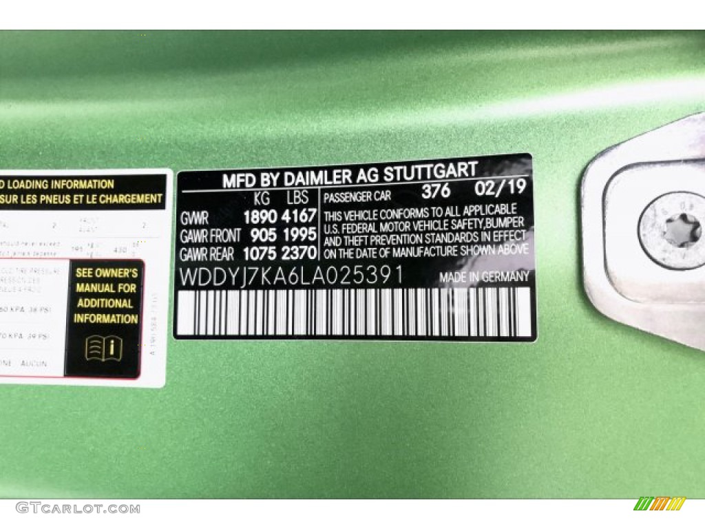 2020 AMG GT Color Code 376 for AMG Green Hell Magno (Matte) Photo #135037404