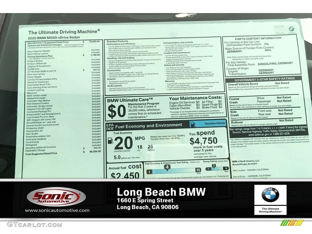 2020 5 Series M550i xDrive Sedan - Black Sapphire Metallic / Black photo #10