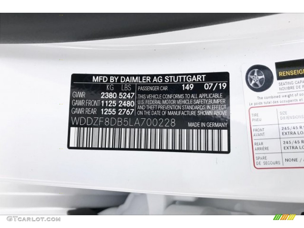 2020 E Color Code 149 for Polar White Photo #135053343