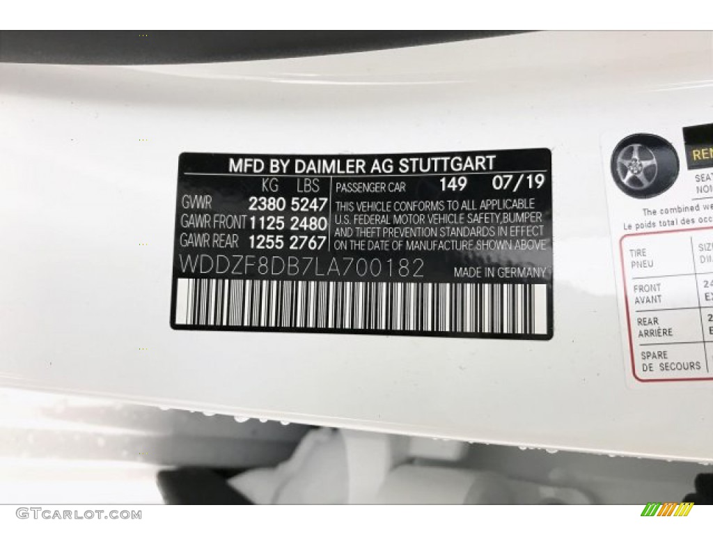 2020 E Color Code 149 for Polar White Photo #135053584