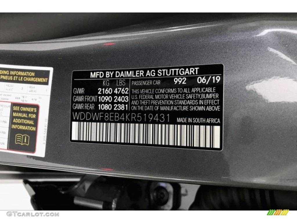 2019 C Color Code 992 for Selenite Grey Metallic Photo #135054990