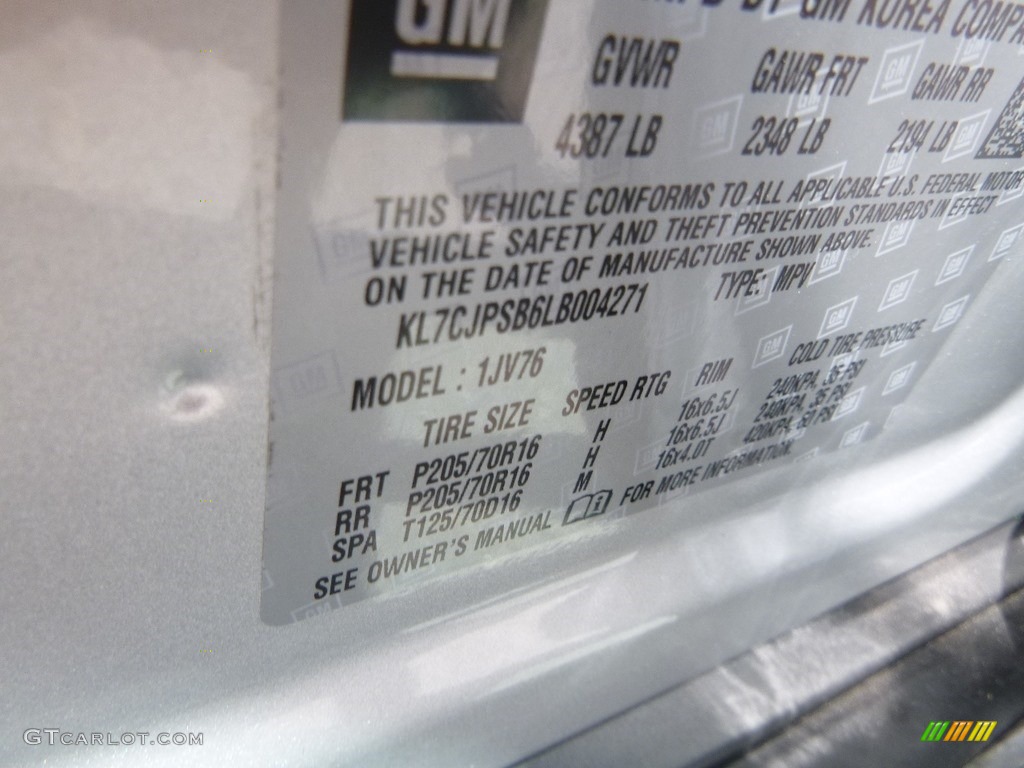 2020 Trax LT AWD - Silver Ice Metallic / Jet Black photo #16