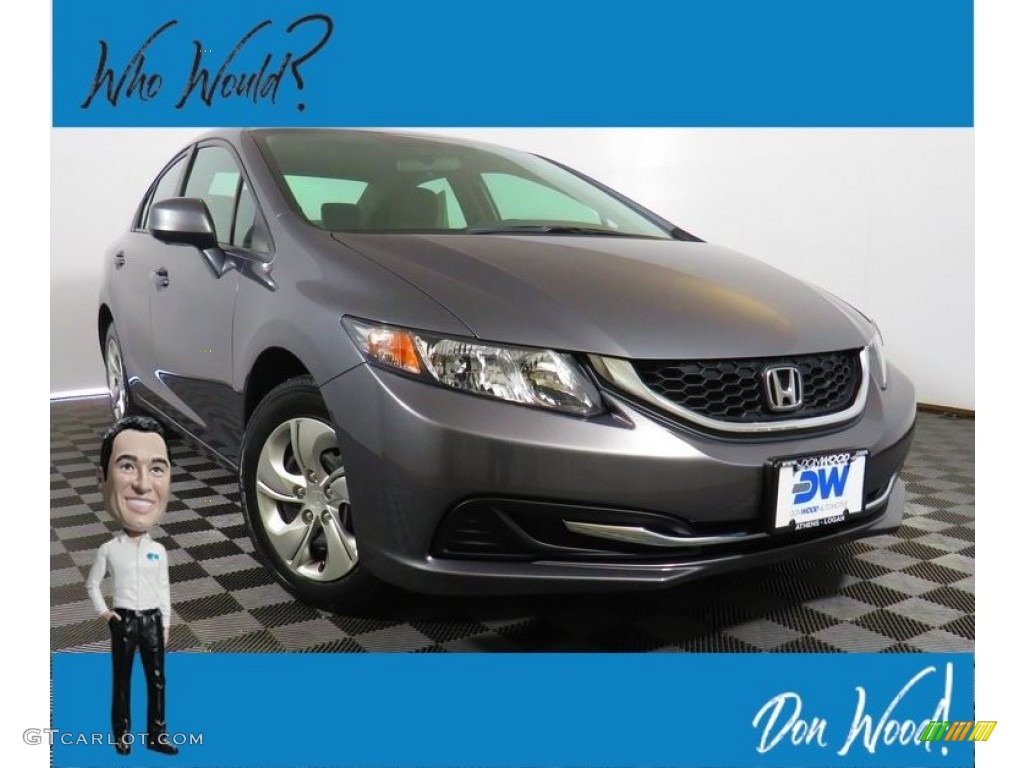 2013 Civic LX Sedan - Crimson Red Pearl / Gray photo #1