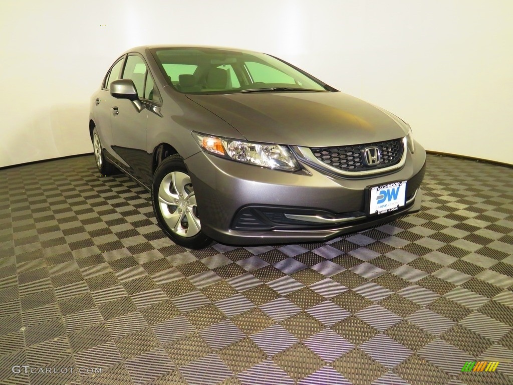 2013 Civic LX Sedan - Crimson Red Pearl / Gray photo #2
