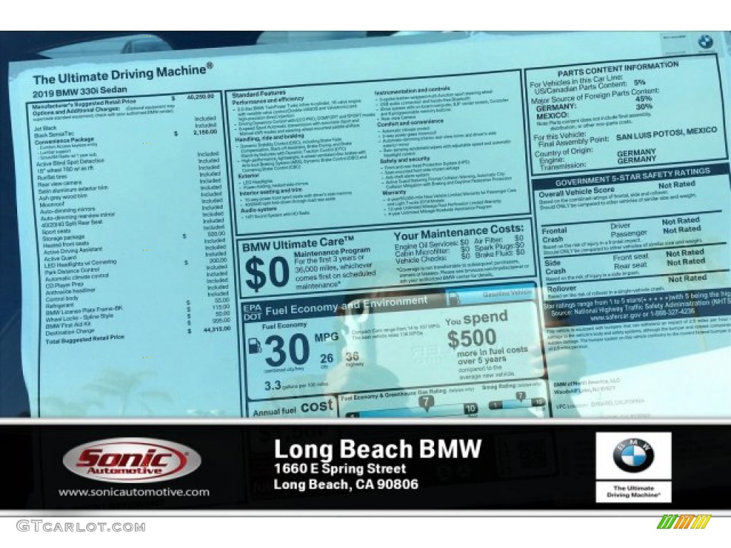 2019 3 Series 330i Sedan - Jet Black / Black photo #10