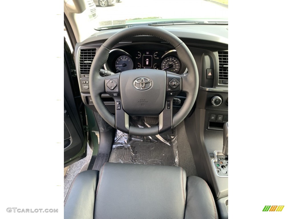 2020 Toyota Sequoia TRD Pro 4x4 Black Steering Wheel Photo #135111101