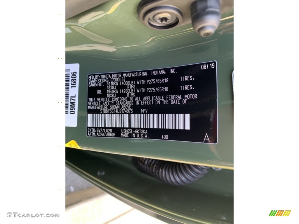 2020 Sequoia Color Code 6V7 for Army Green Photo #135111131