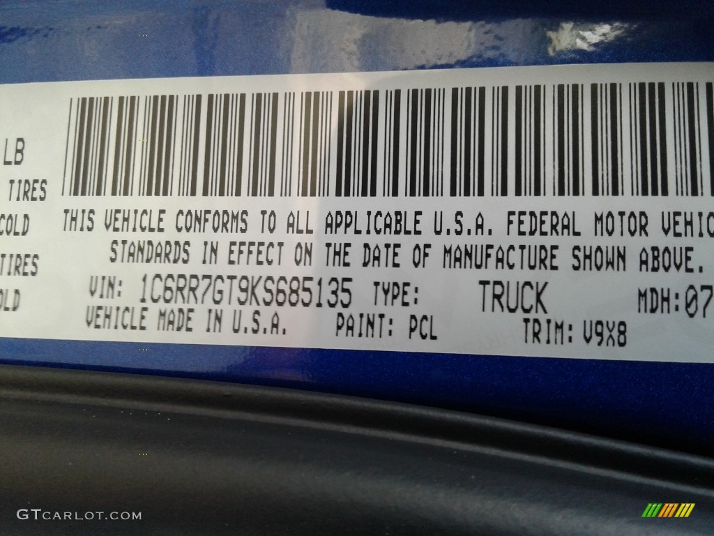 2019 1500 Color Code PCL for Blue Streak Pearl Photo #135111617