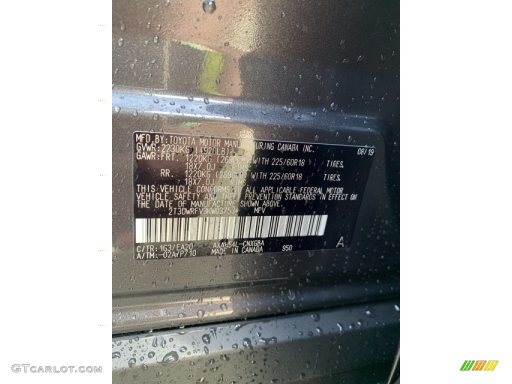 2019 Toyota RAV4 Limited AWD Hybrid Color Code Photos