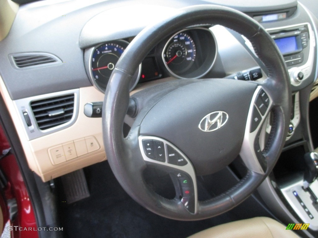 2012 Elantra Limited - Red Allure / Beige photo #14